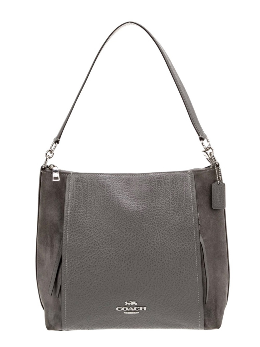 Coach Marlon Grey Pebbled Leather Suede Hobo Bag